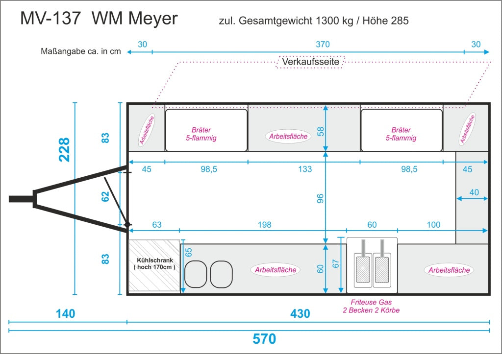 Imbissanhänger Foodtruck MV 137 - 400V/16A