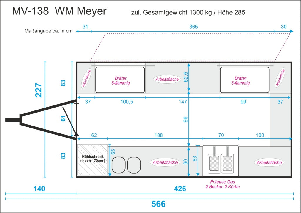 Imbissanhänger Foodtruck MV 138 - 400V/16A