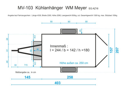 Kühlanhänger MV 103 - 230V/16A