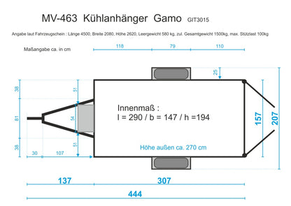 Kühlanhänger MV 463 - 230V/16A