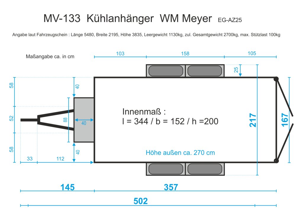 Kühlanhänger MV 133 - 230V/16A