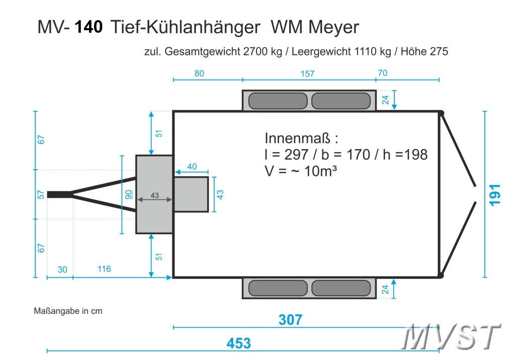 Tiefkühlanhänger / Kühlanhänger MV 140 - 230V/16A