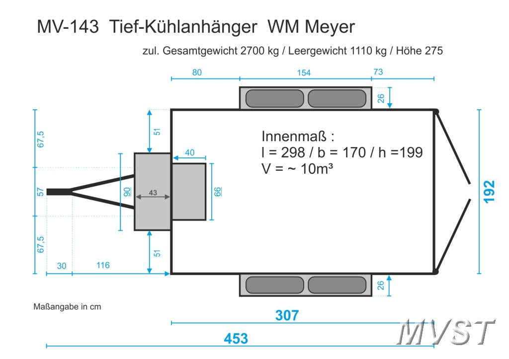 Tiefkühlanhänger / Kühlanhänger MV 143 - 230V/16A