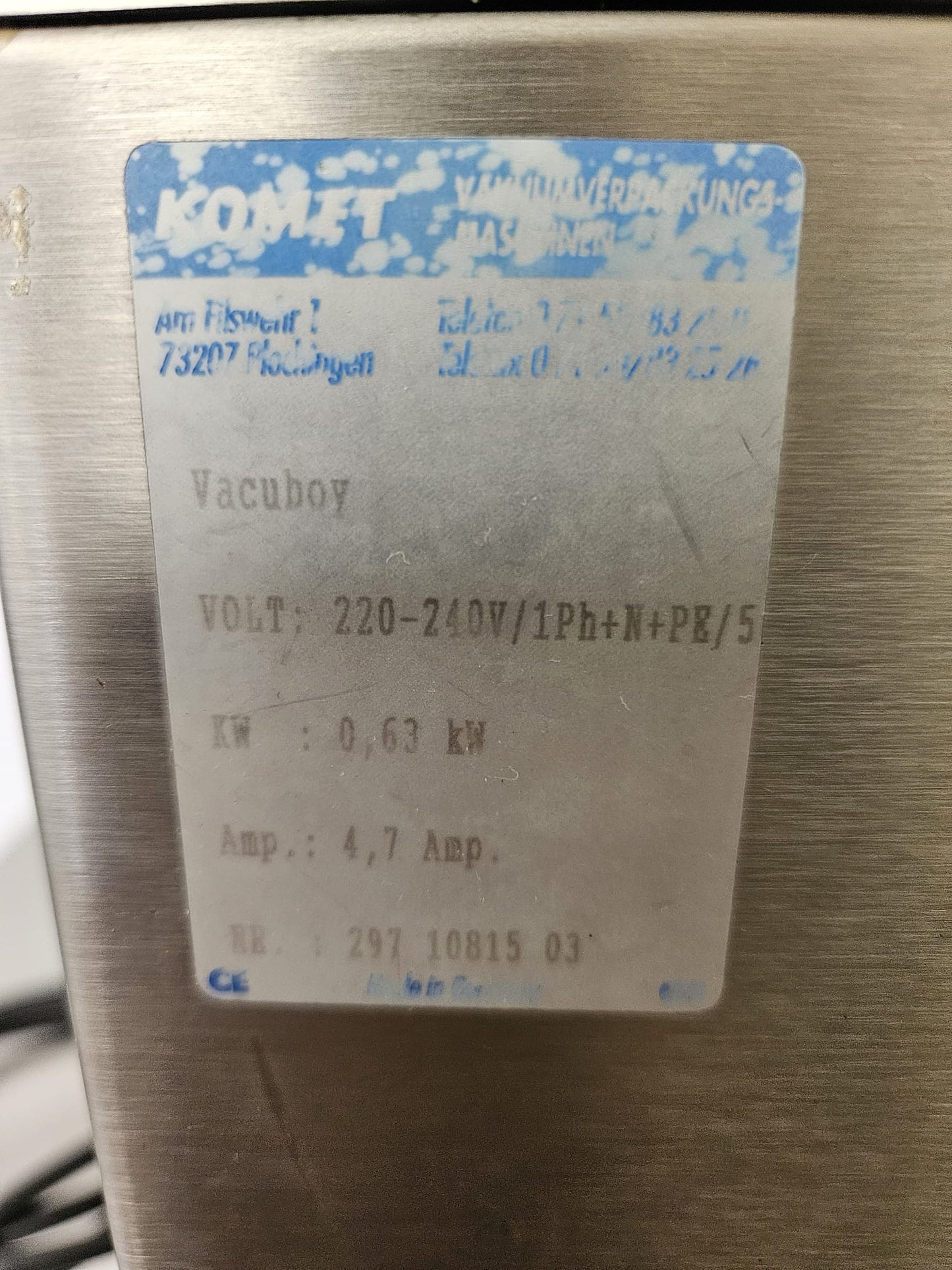 Vakuummaschine Komet Vacuboy